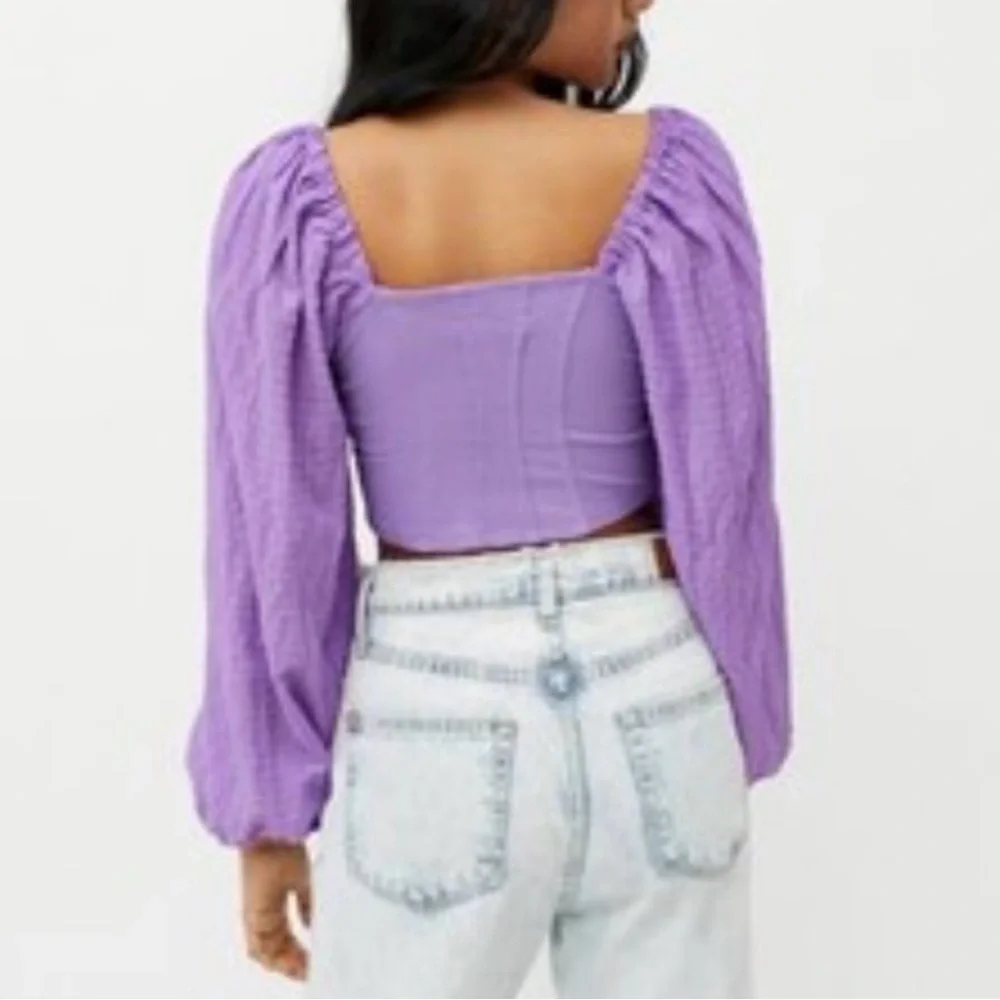 Urban Outfitters Claudia‎ Purple Blouse Puff Sleeves
